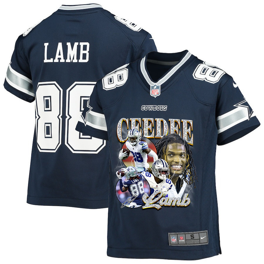 Ceedee Lamb 88 Dallas Cowboys Cee Works Hard Home Game Youth Jersey Js6932