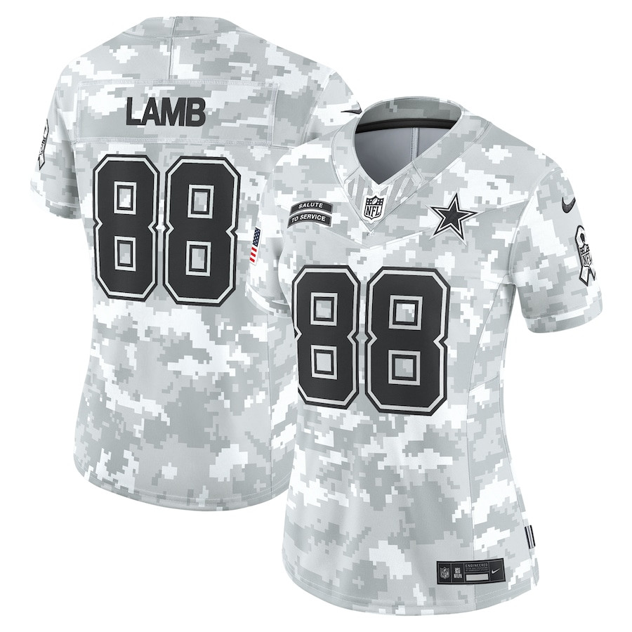 Ceedee Lamb 88 Dallas Cowboys Women's 2024 Salute To Service Limited Jersey - Arctic Camo Js8076