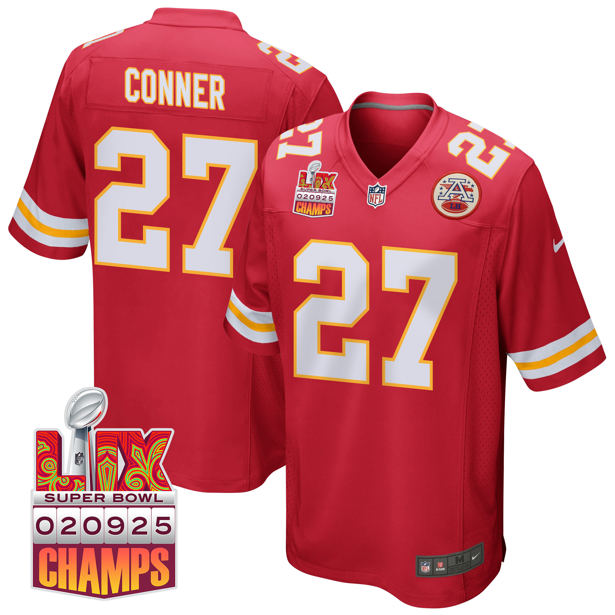 Chamarri Conner 27 Kansas City Chiefs Super Bowl Lix Champions Patch Game Men Jersey - Red Js2622