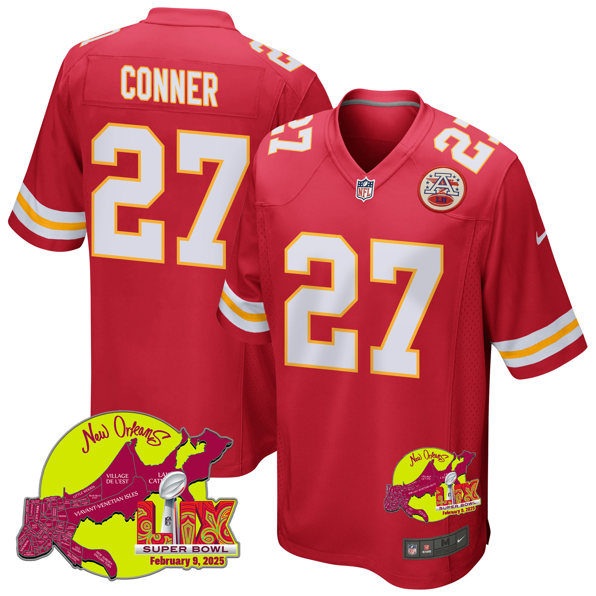 Chamarri Conner 27 Kansas City Chiefs Super Bowl Lix New Orleans Patch Game Men Jersey - Red Js1907