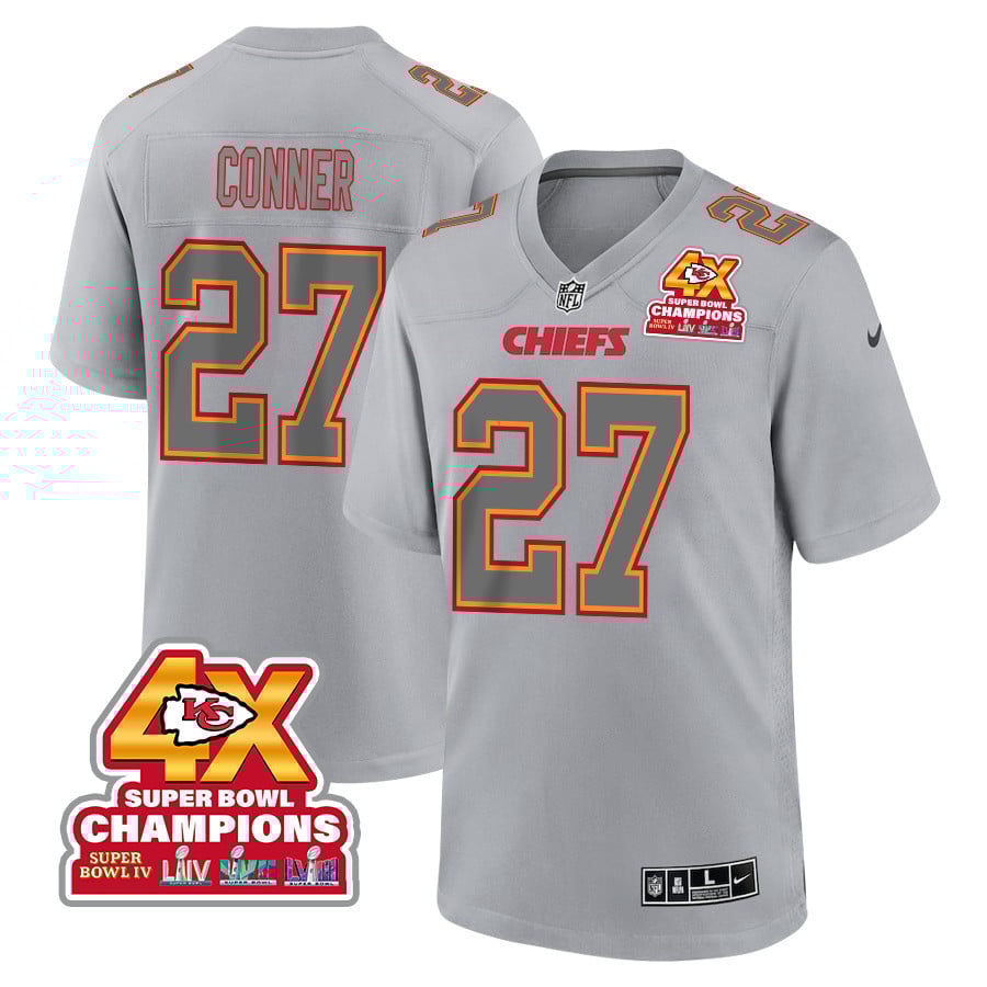 Chamarri Conner 27 Kansas City Chiefs Super Bowl Lviii Champions 4x Atmosphere Fashion Game Men Jersey - Gray Js3631