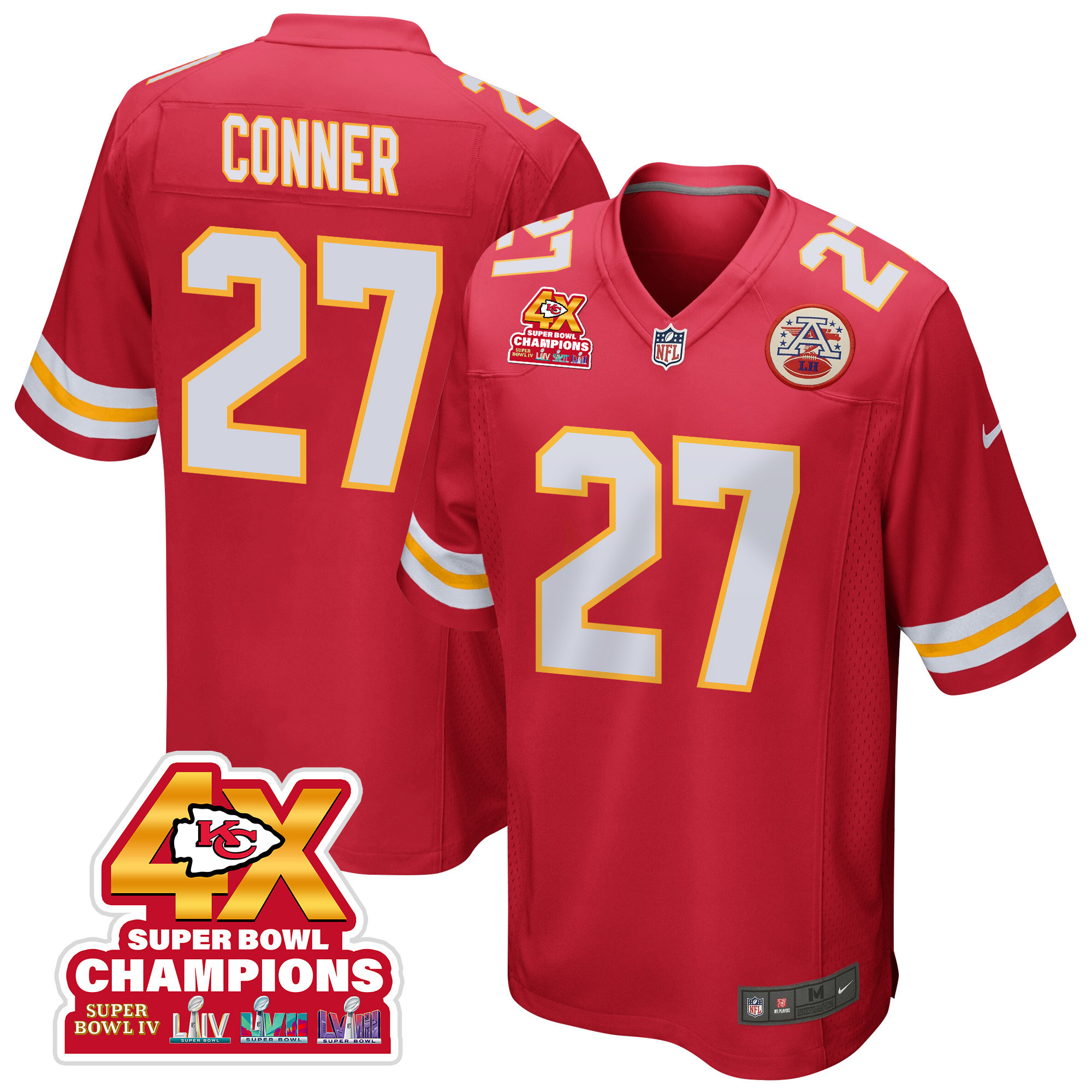 Chamarri Conner 27 Kansas City Chiefs Super Bowl Lviii Champions 4x Game Men Jersey - Red Js8920