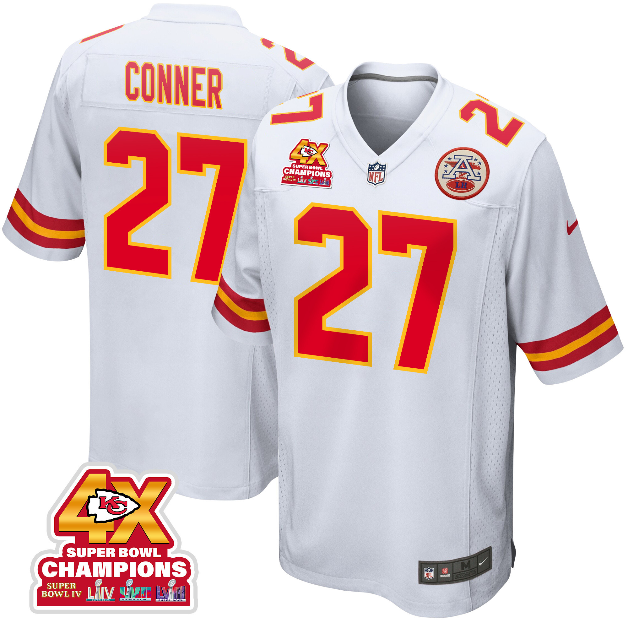 Chamarri Conner 27 Kansas City Chiefs Super Bowl Lviii Champions 4x Game Men Jersey - White Js2969