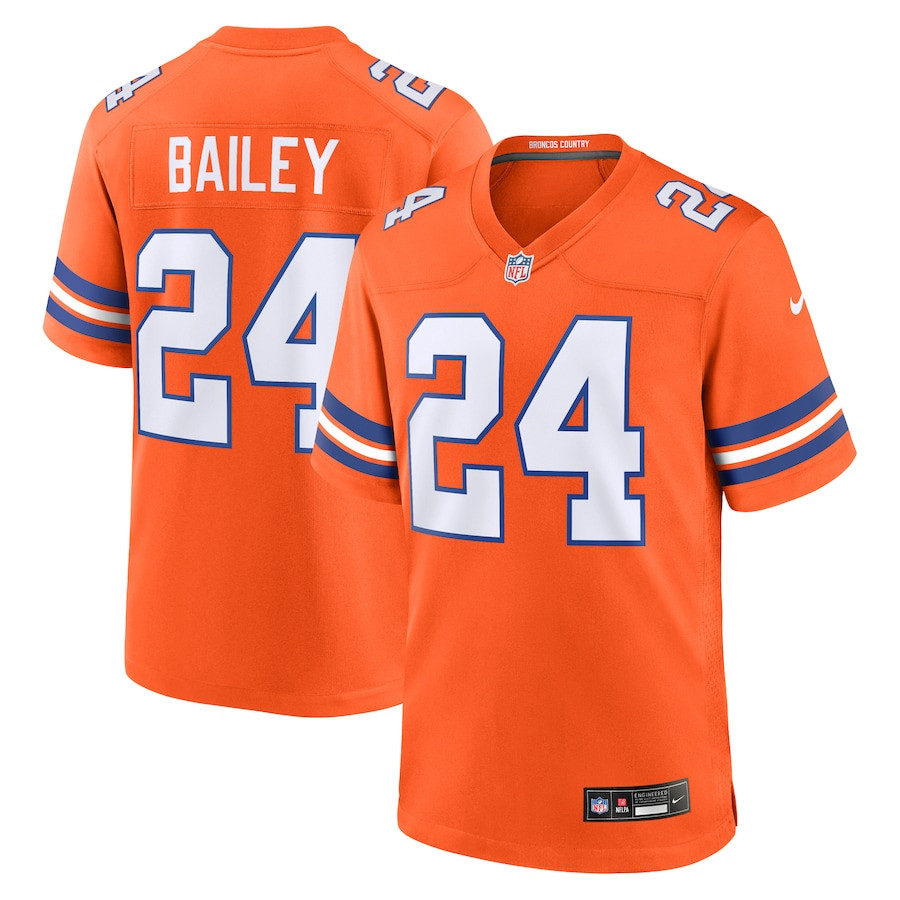 Champ Bailey 24 Denver Broncos Mile High Collection 1977 Throwback Retired Player Game Men Jersey - Orange Js6368