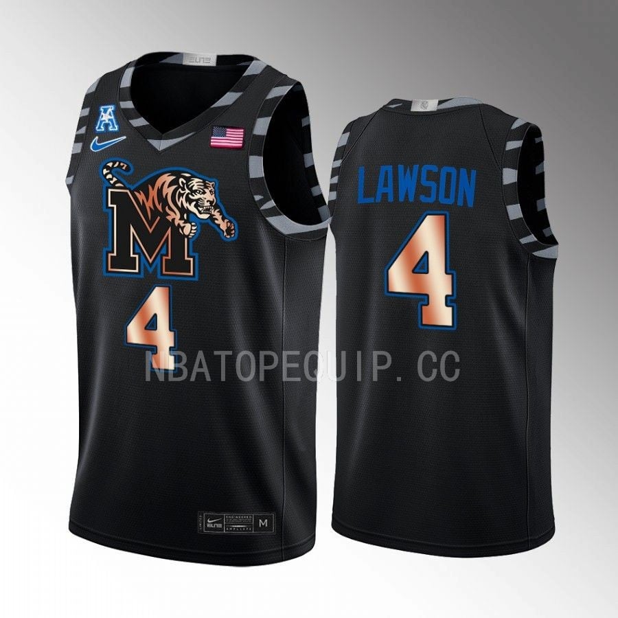 Chandler Lawson 4 Memphis Tigers Black Jersey Copper College Basketball