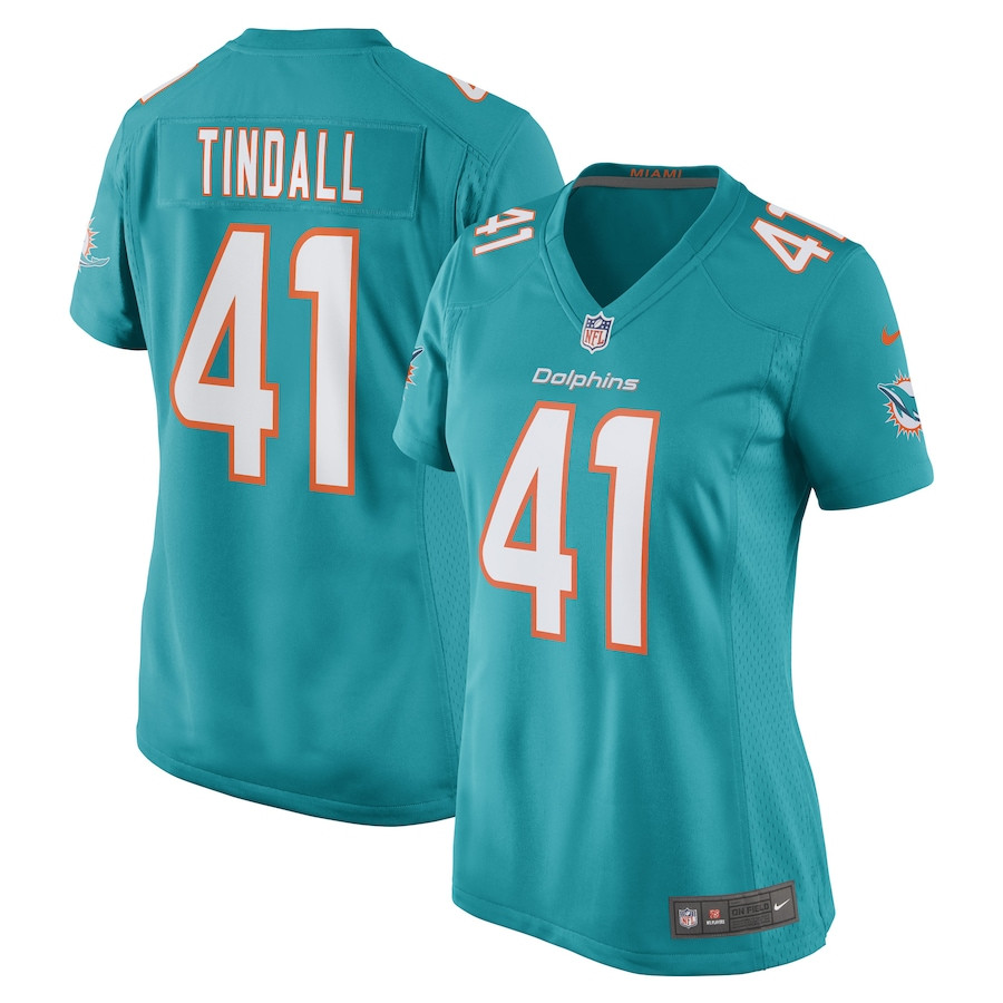 Channing Tindall 41 Miami Dolphins Women Game Jersey - Aqua Js7451