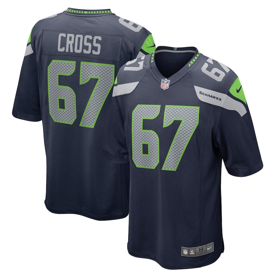 Charles Cross 67 Seattle Seahawks Men Game Jersey - Navy Js7403