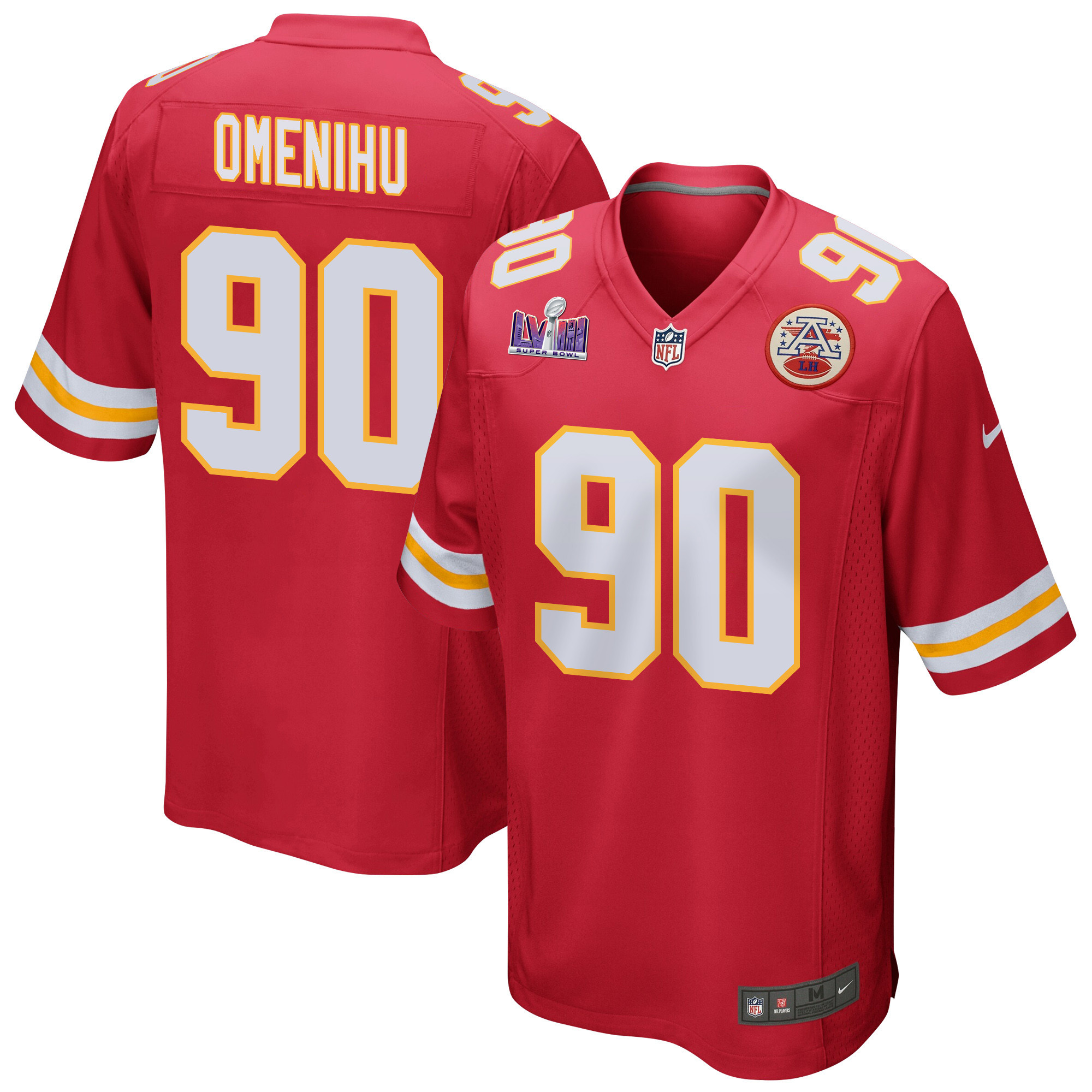 Charles Omenihu 90 Kansas City Chiefs Super Bowl Lviii Patch Game Men Jersey - Red Js5469