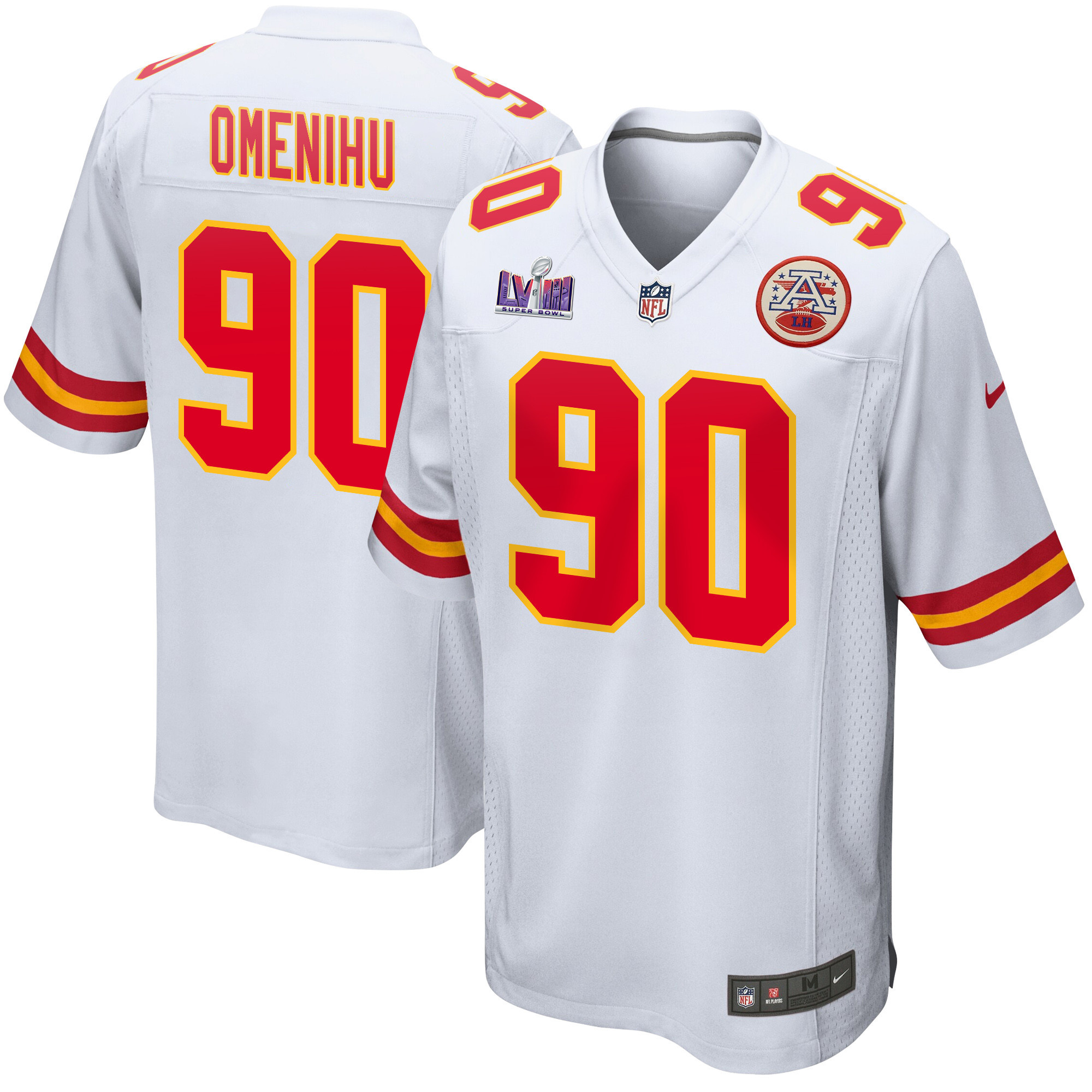 Charles Omenihu 90 Kansas City Chiefs Super Bowl Lviii Patch Game Men Jersey - White Js5588