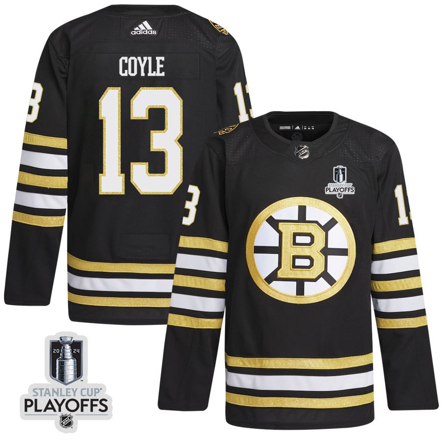 Charlie Coyle 13 Boston Bruins 2024 Nhl Playoffs Patch Home Jersey - Men, Black