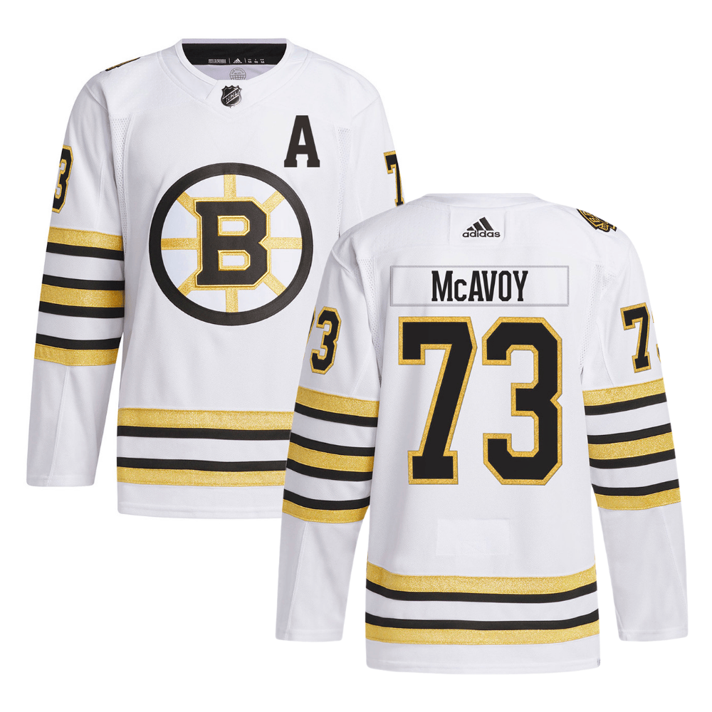 Charlie Mcavoy 73 Boston Bruins 100th Anniversary Primegreen Away Men Jersey - White