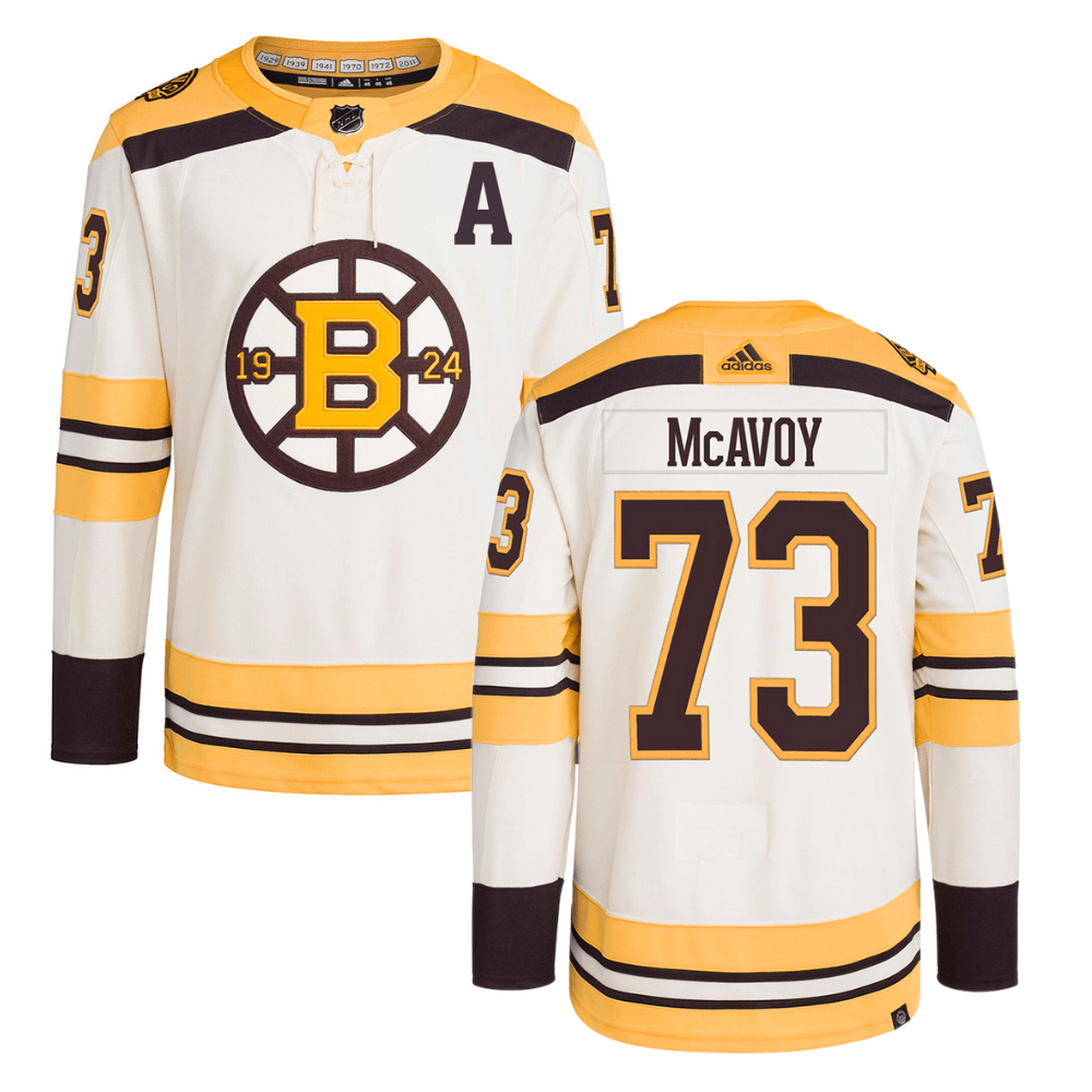 Charlie Mcavoy 73 Boston Bruins 100th Anniversary Primegreen Third Men Jersey - Cream