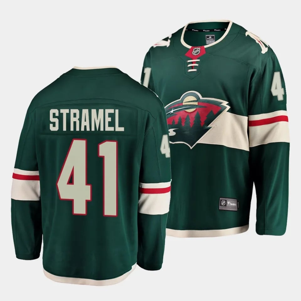 Charlie Stramel #41 Minnesota Wild 2023 Draft Home Men Jersey - Green