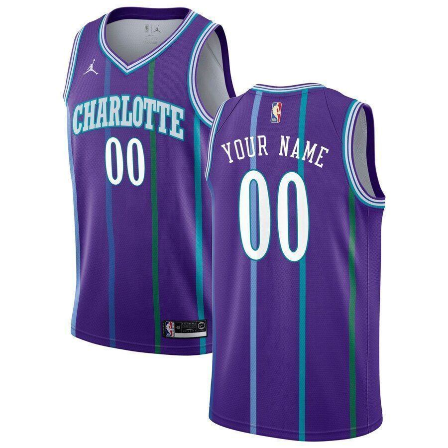 Charlotte Hornets Hardwood Classics Custom Swingman Jersey - Purple
