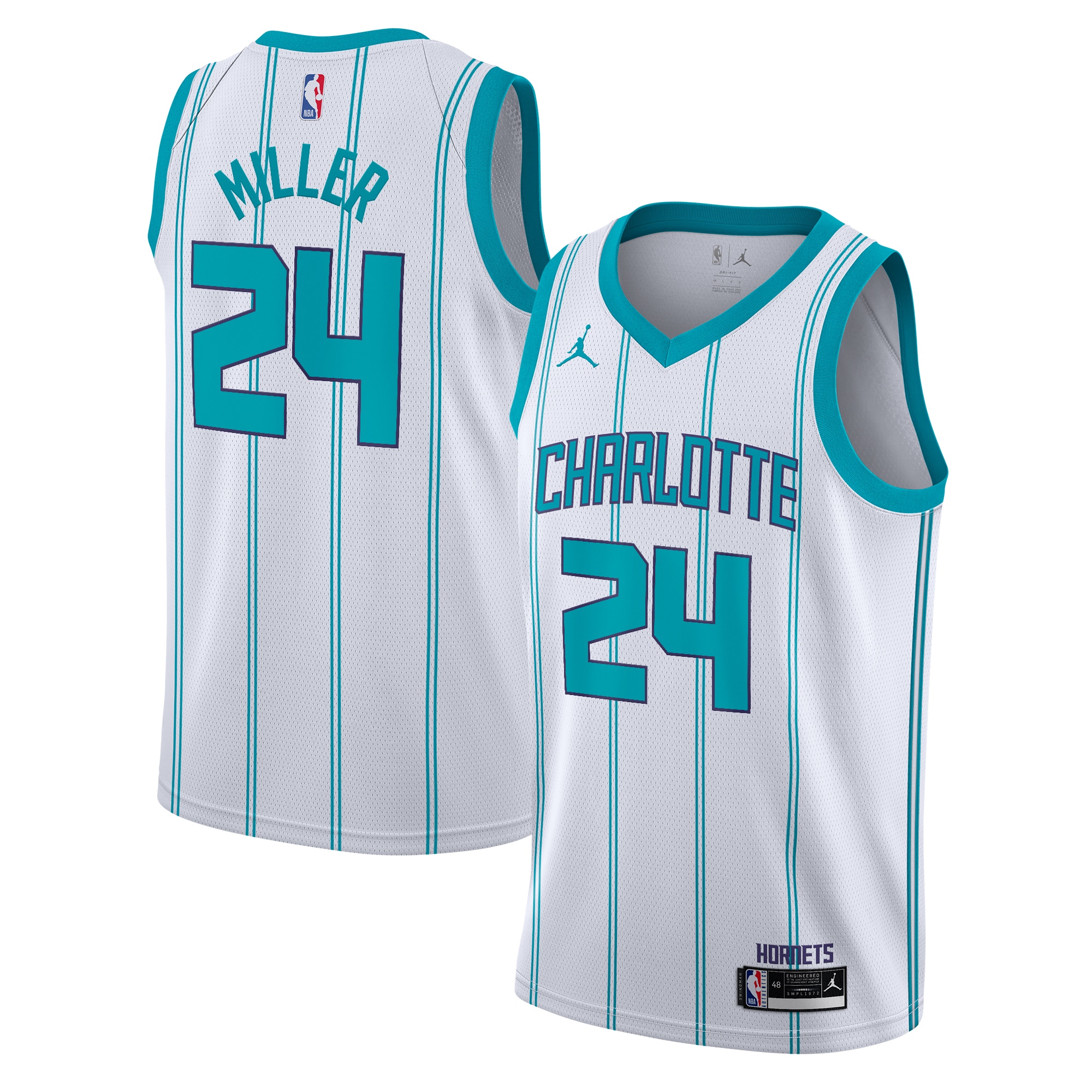 Charlotte Hornets Jordan Brand Association Edition Swingman Jersey - White - Brandon Miller - Youth
