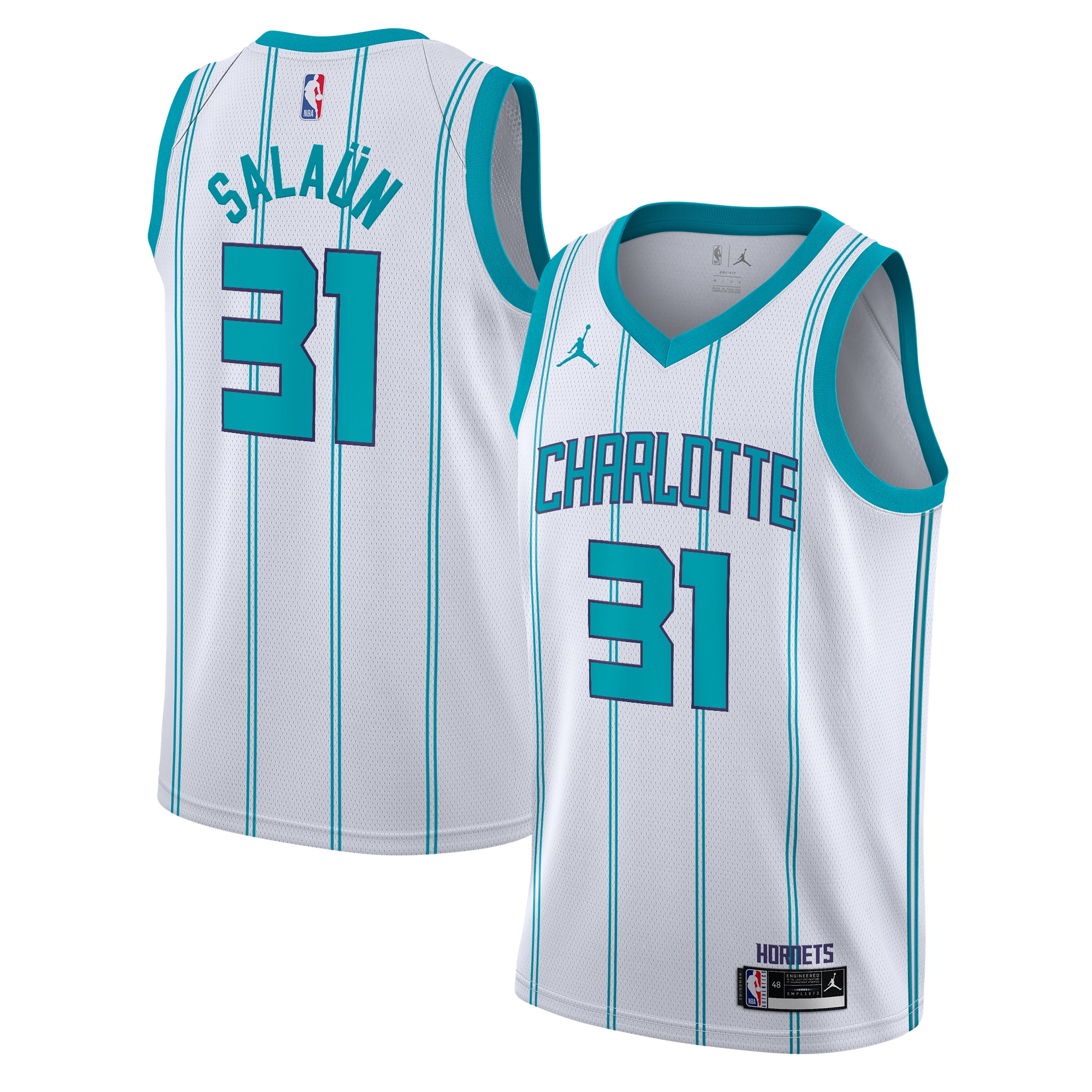 Charlotte Hornets Jordan Brand Association Edition Swingman Jersey - White - Tidjane Sala?n - Youth