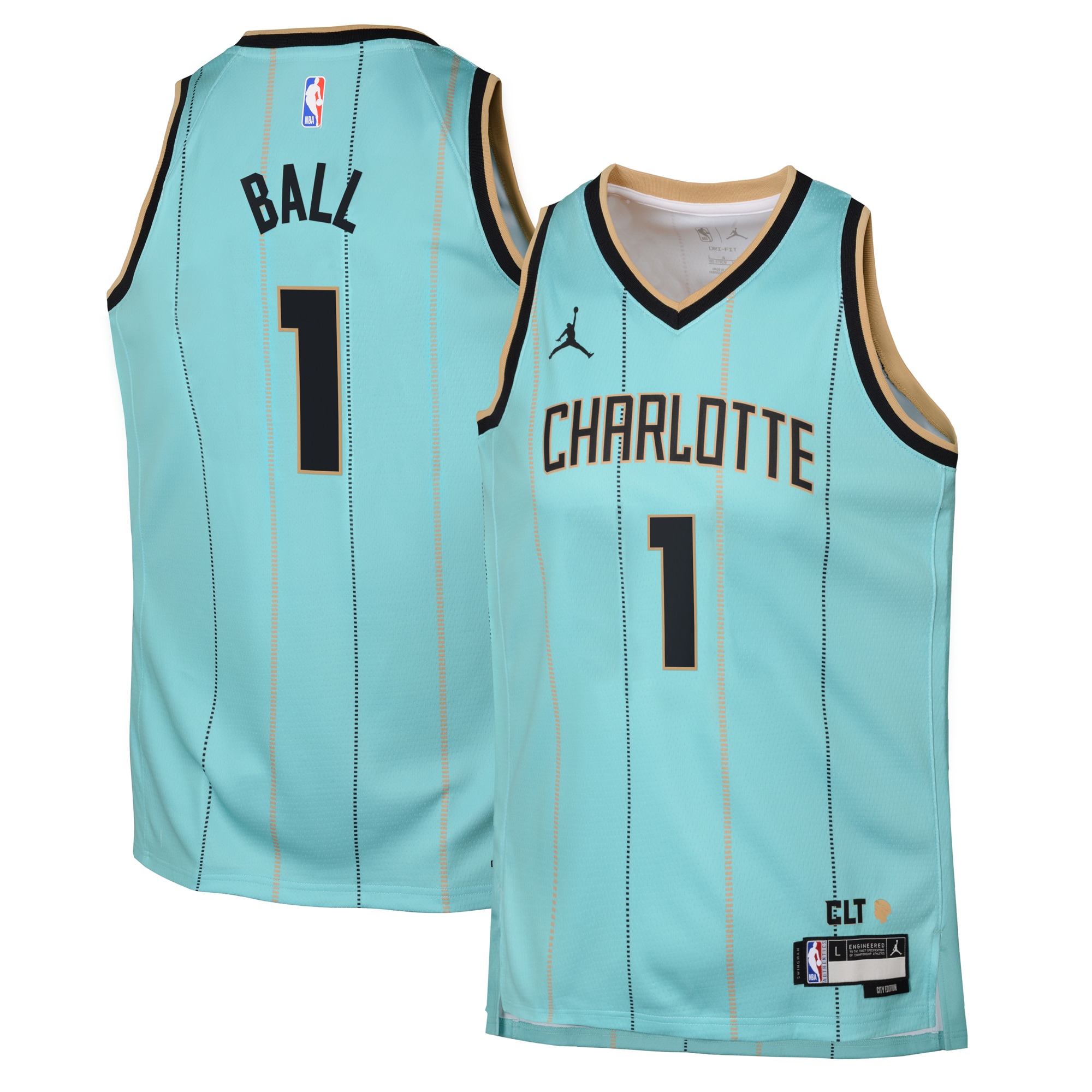 Charlotte Hornets Jordan Brand City Edition Swingman Jersey 2024 - Teal - Lamelo Ball - Youth