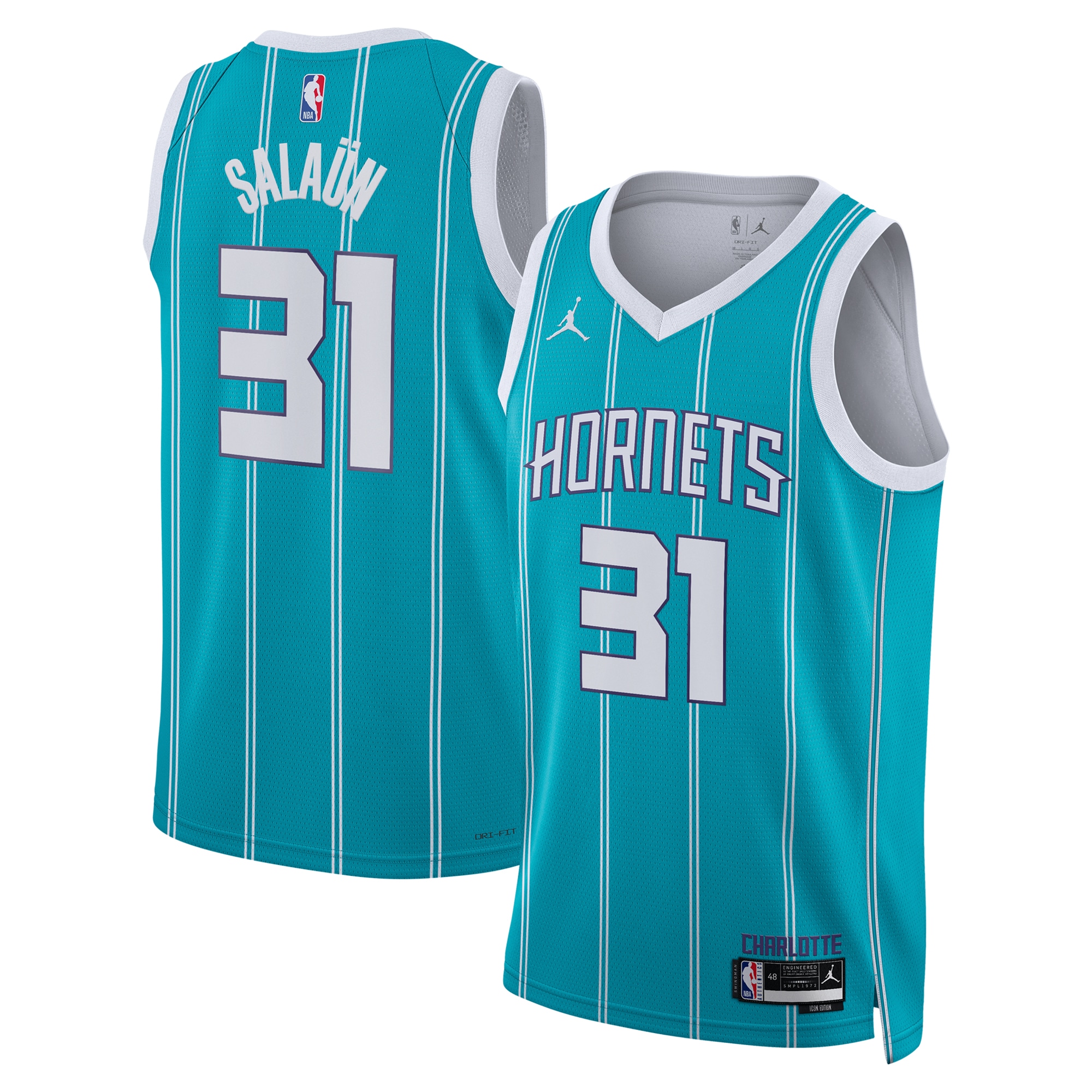 Charlotte Hornets Jordan Brand Icon Edition Swingman Jersey - Teal - Tidjane Sala?n - Unisex