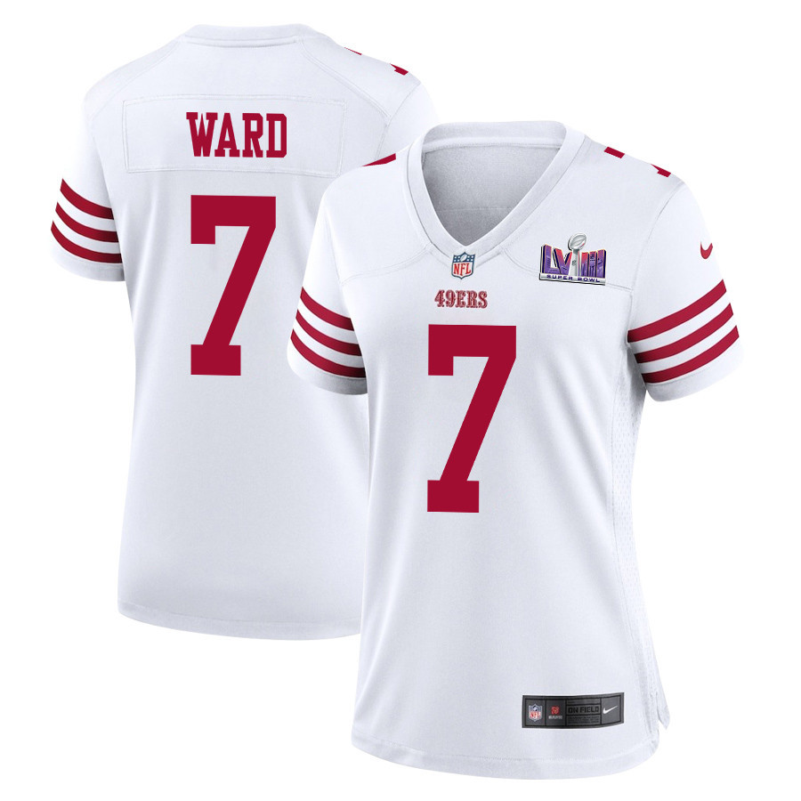 Charvarius Ward 7 San Francisco 49ers Super Bowl Lviii Patch Game Women Jersey - White Js1801