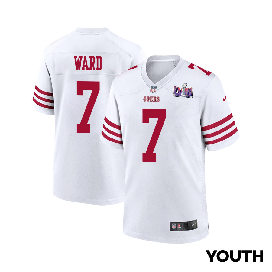 Charvarius Ward 7 San Francisco 49ers Super Bowl Lviii Patch Game Youth Jersey - White Js2163