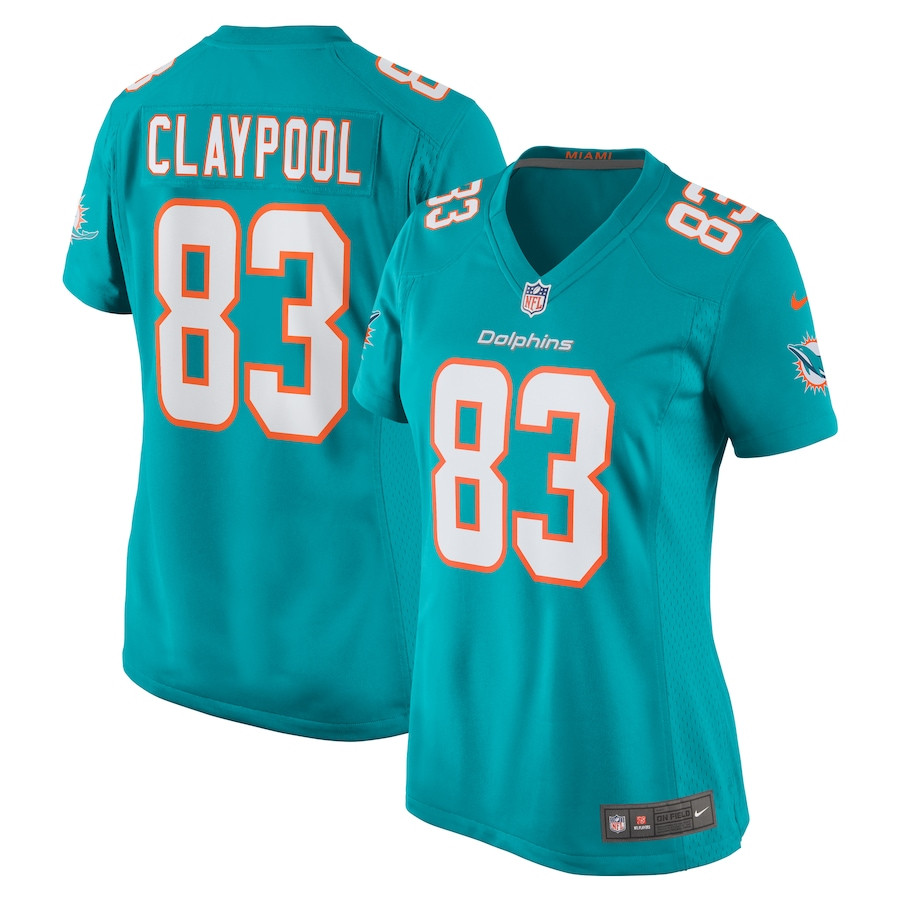 Chase Claypool 83 Miami Dolphins Women Game Jersey - Aqua Js3206