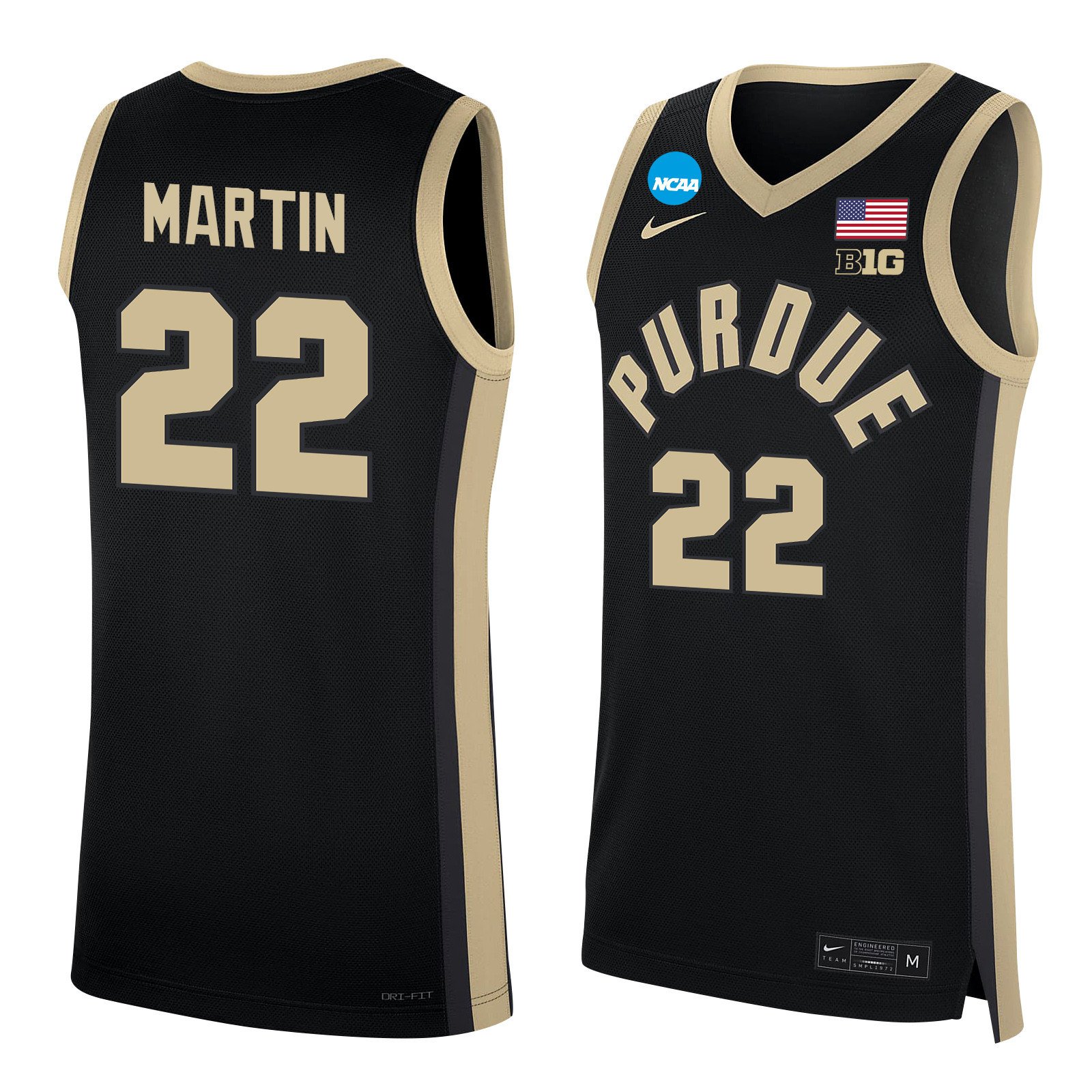 Chase Martin 22 Purdue Boilermakers 2024 Men's Basketball Jersey - Black, Unisex Jersey