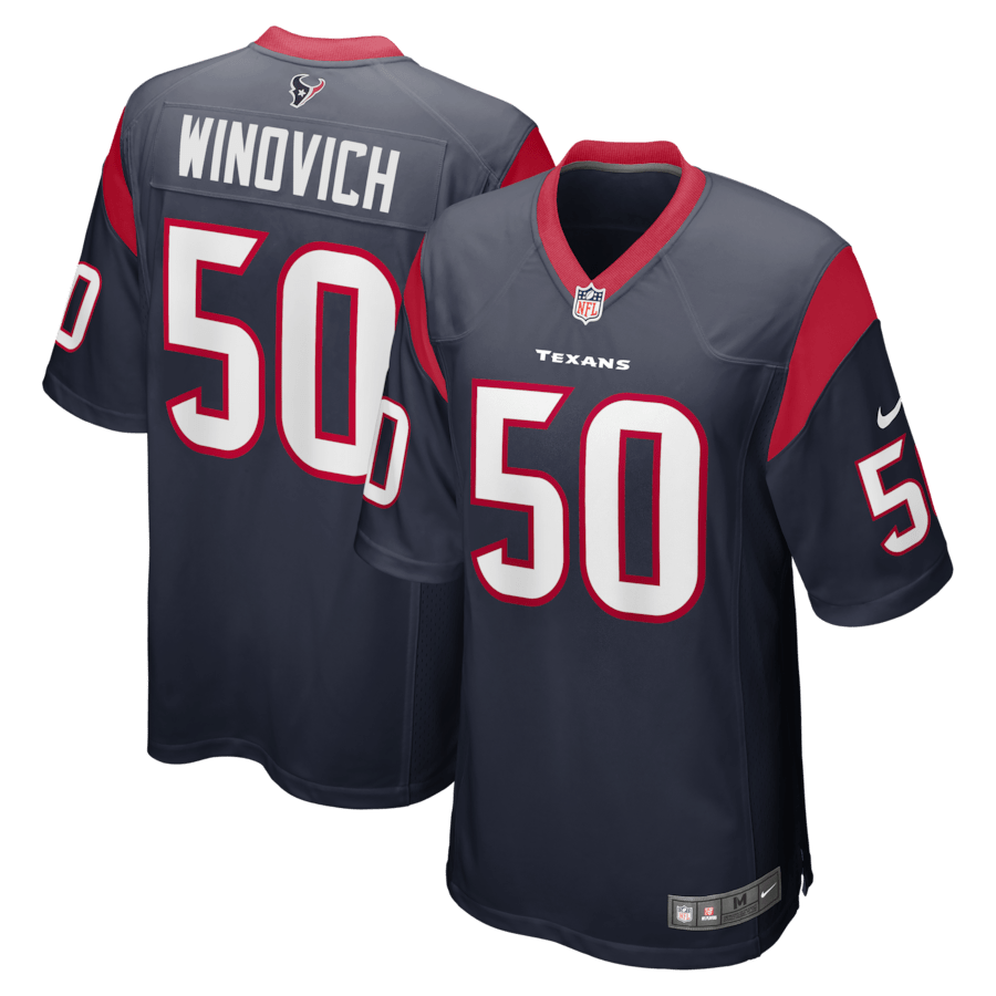 Chase Winovich 50 Houston Texans Men Game Jersey - Navy Js8579