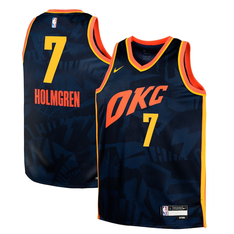 Chet Holmgren 7 Oklahoma City Thunder 2023/24 City Edition Swingman Youth Jersey - Navy
