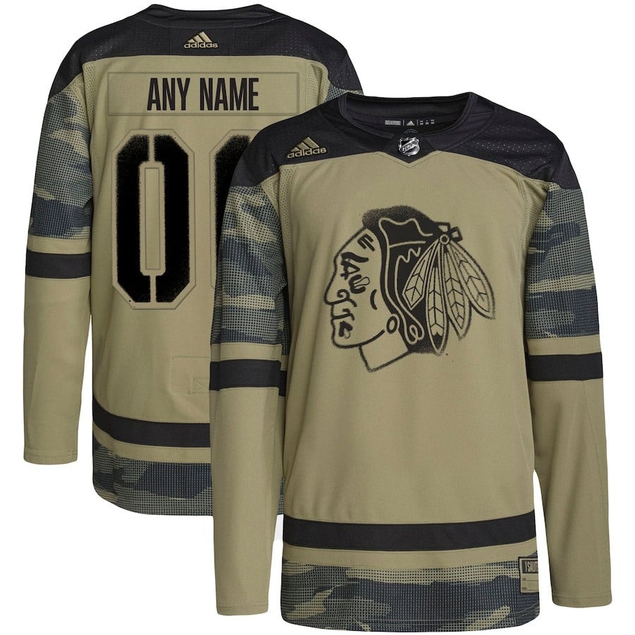 Chicago Blackhawks Military Appreciation Team Custom Practice Jersey - Camo