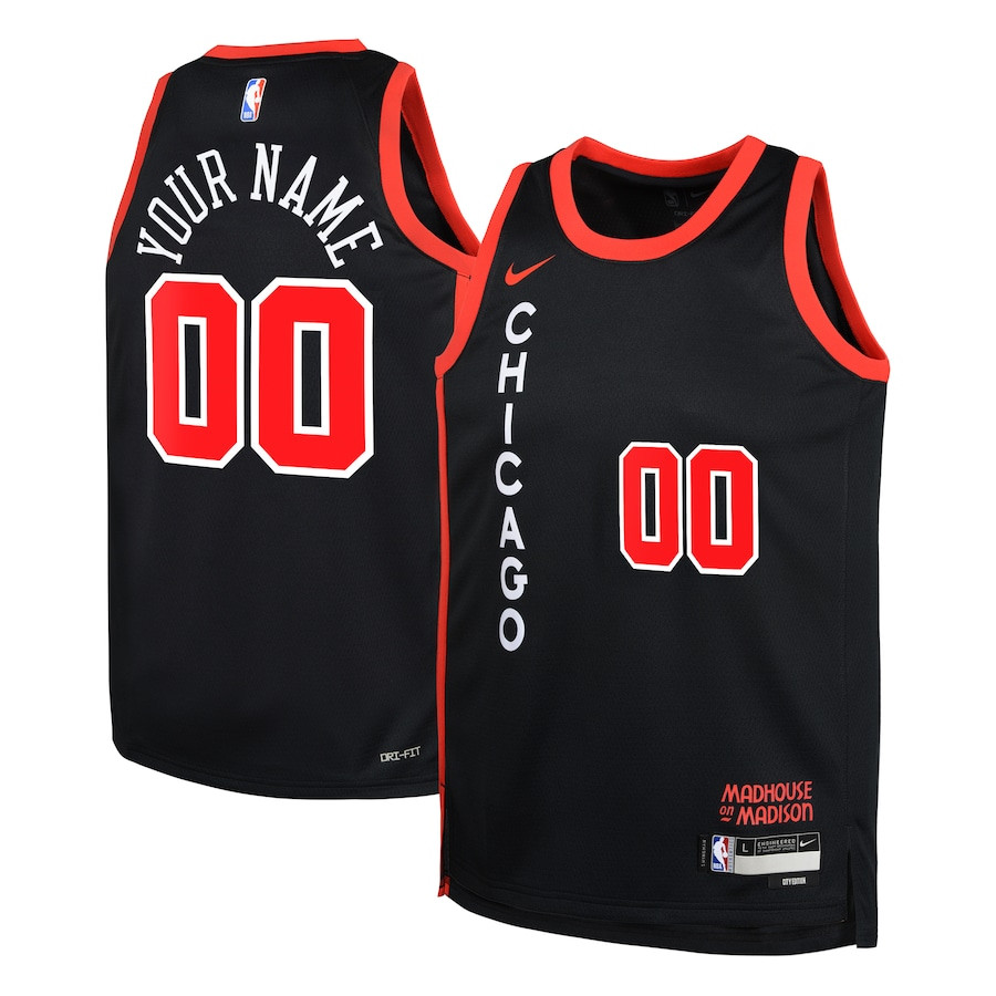 Chicago Bulls 2023/24 City Edition Swingman Custom Youth Jersey - Black