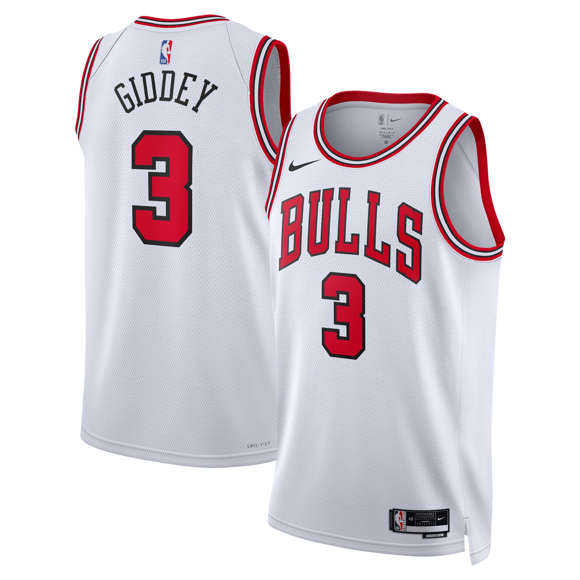 Chicago Bulls Association Edition Swingman Jersey - White - Josh Giddey - Unisex