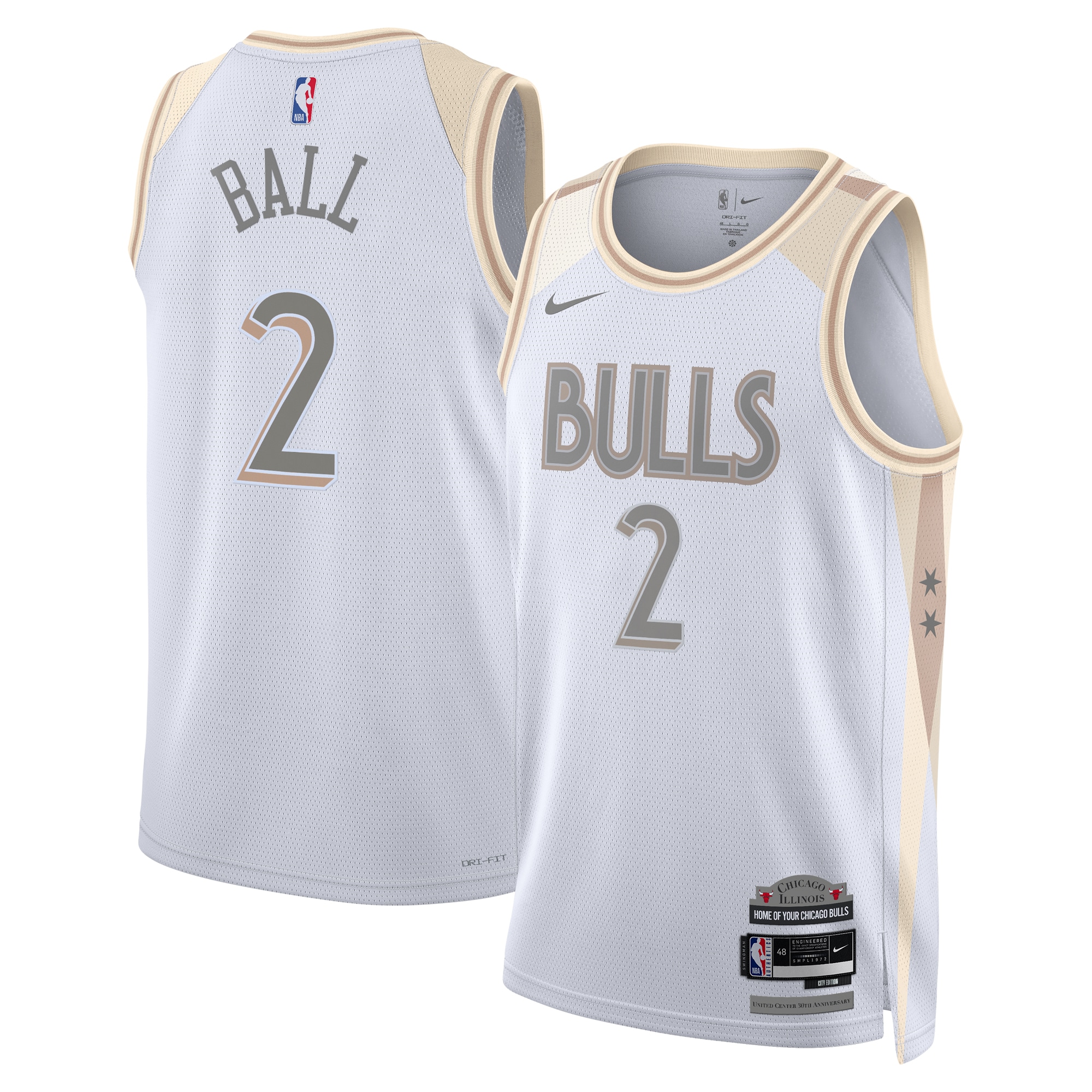 Chicago Bulls City Edition Swingman Jersey 2024 - White - Lonzo Ball - Unisex