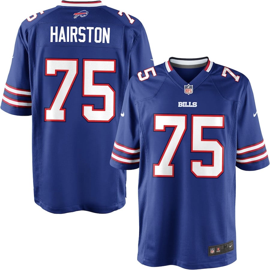 Chris Hairston 75 Buffalo Bills Youth Team Color Game Jersey Js6440