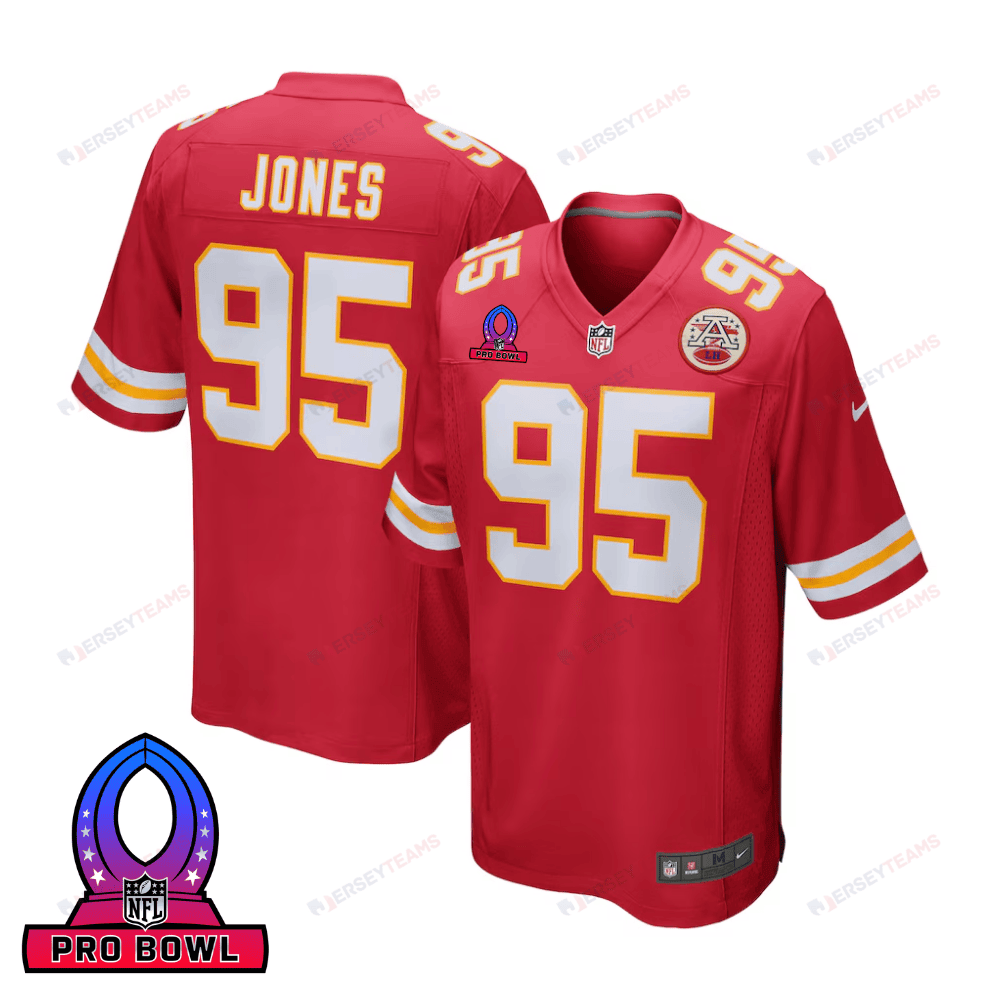 Chris Jones 95 Kansas City Chiefs 2025 Pro Bowl Patch Game Men Jersey - Red Js6679