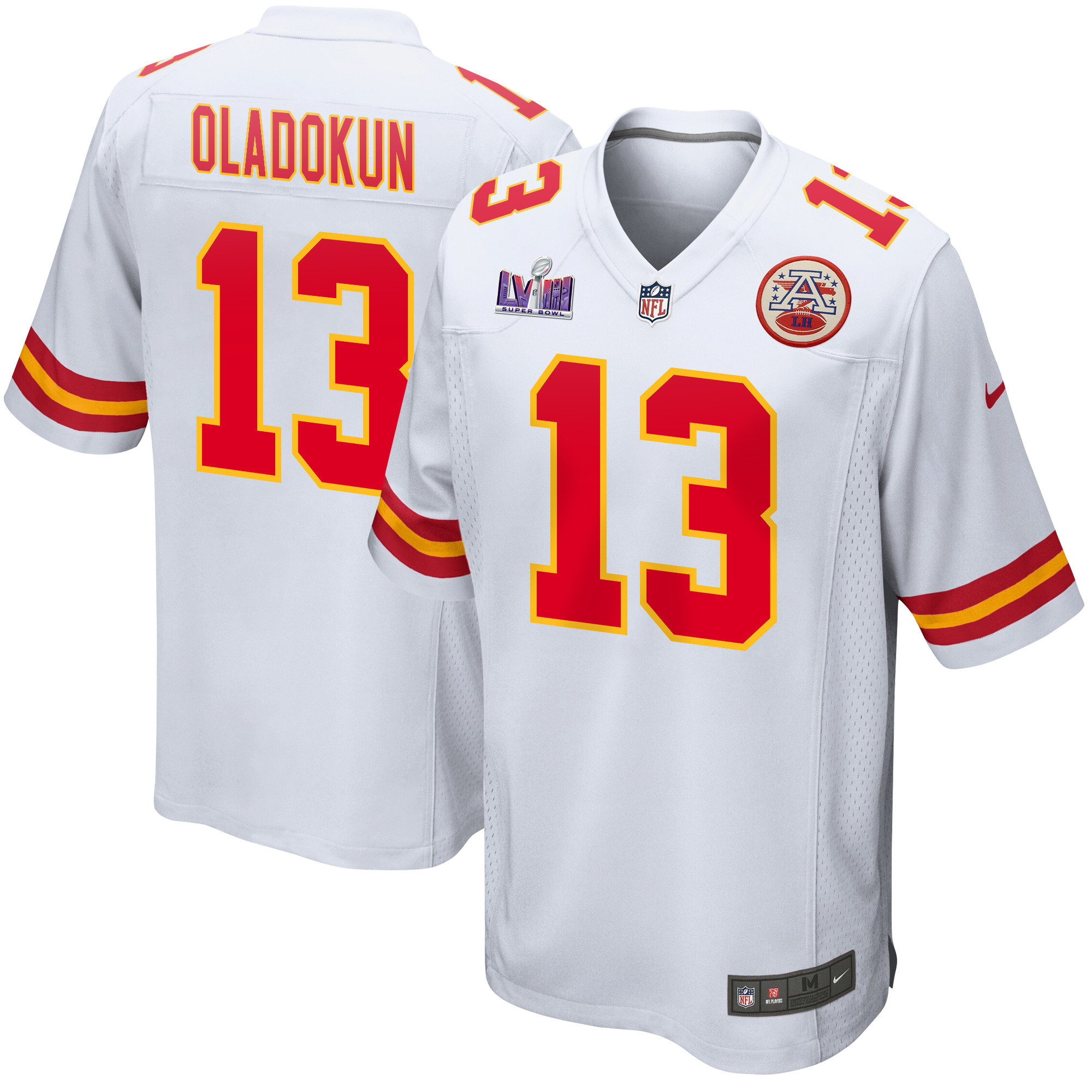 Chris Oladokun 13 Kansas City Chiefs Super Bowl Lviii Patch Game Men Jersey - White Js2161