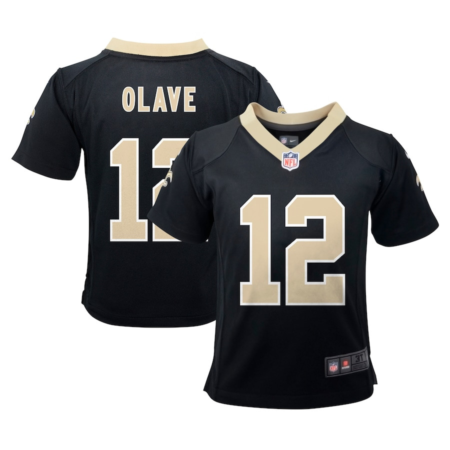 Chris Olave 12 New Orleans Saints Game Youth Jersey - Black Js7600