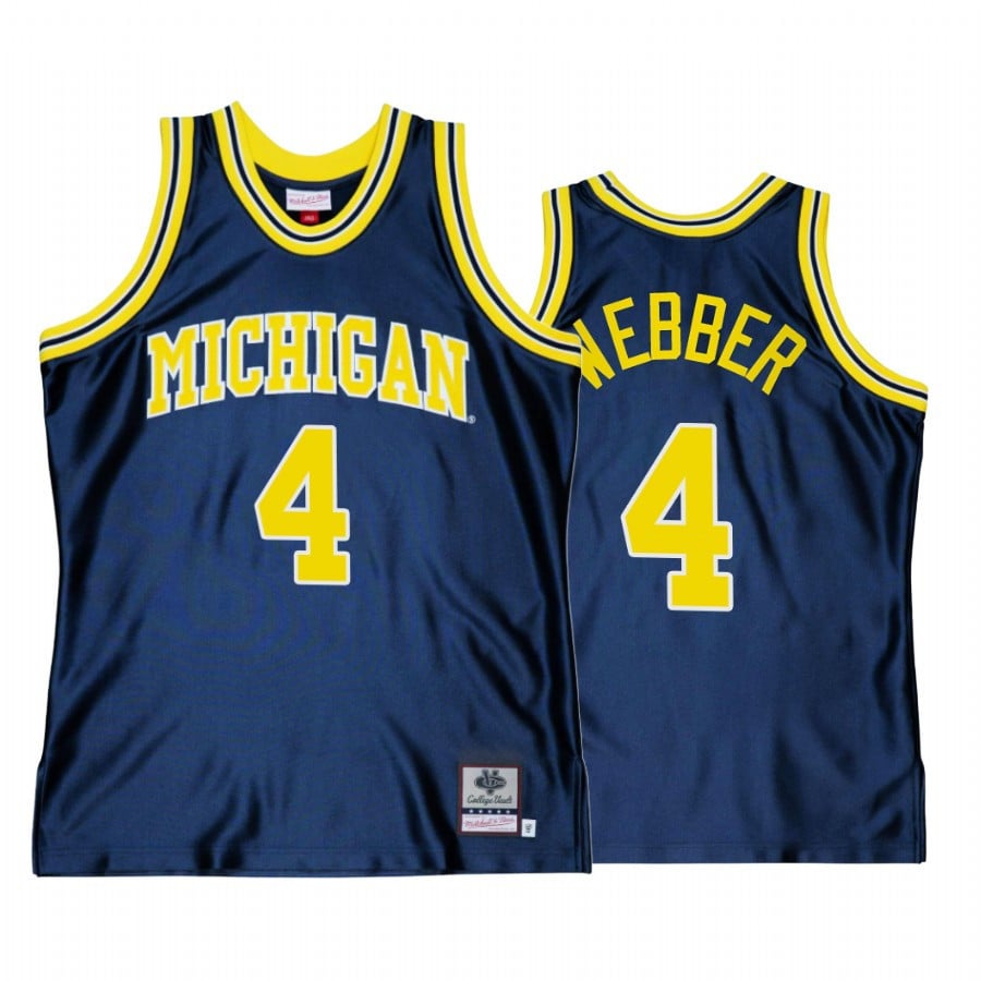 Chris Webber 4 Michigan Wolverines Navy Jersey Throwback Basketball
