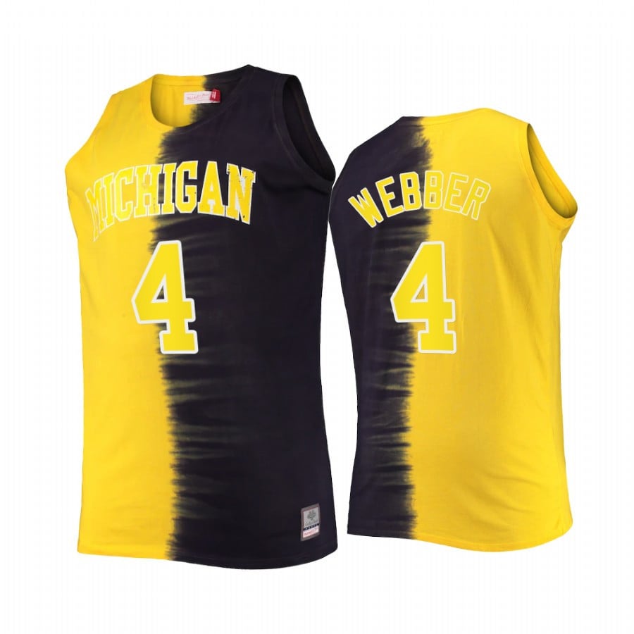 Chris Webber 4 Michigan Wolverines Navy Maize Jersey Classic Tie-dye Color Crash