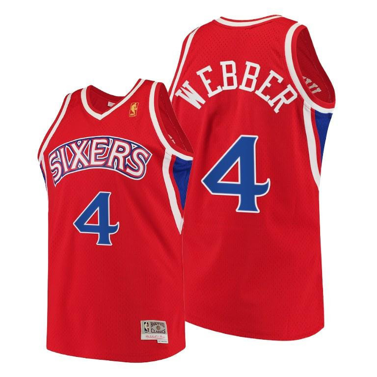 Chris Webber Philadelphia 76ers Red Throwback 90s Jersey Hwc Swingman - Men Jersey