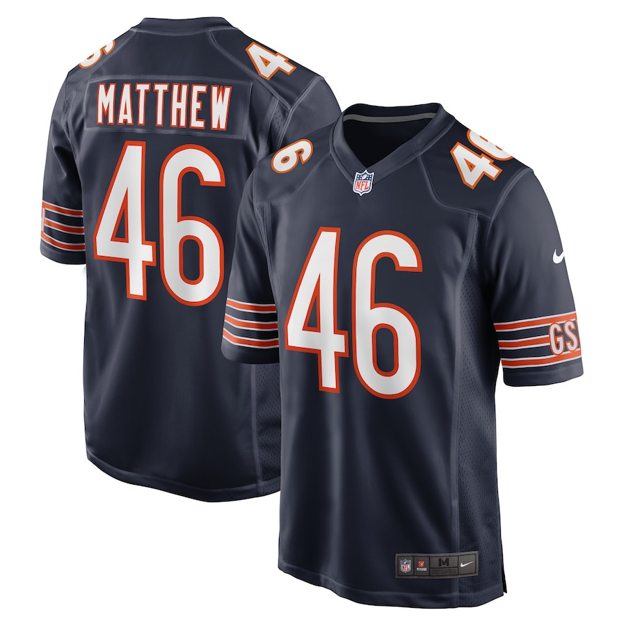 Christian Matthew 46 Chicago Bears Game Men Jersey - Navy Js2633