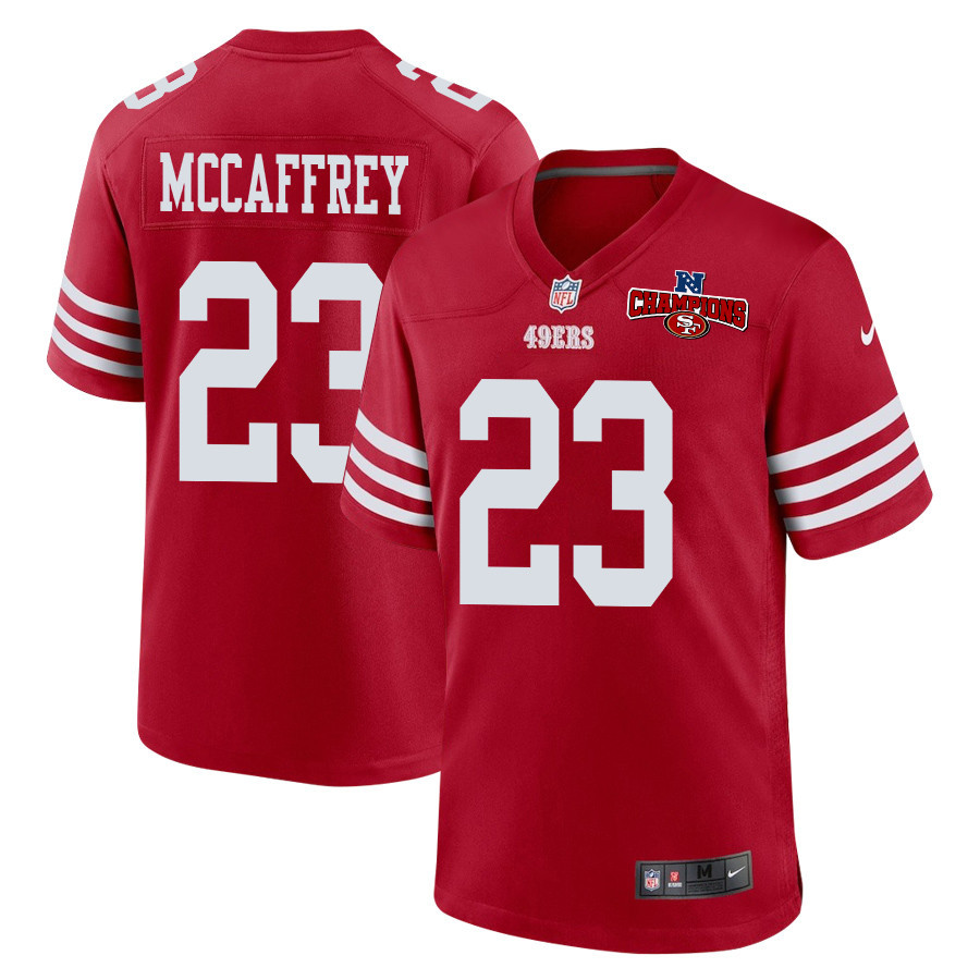Christian Mccaffrey 23 San Francisco 49ers Nfc Champions Patch Game Men Jersey - Scarlet Js4415