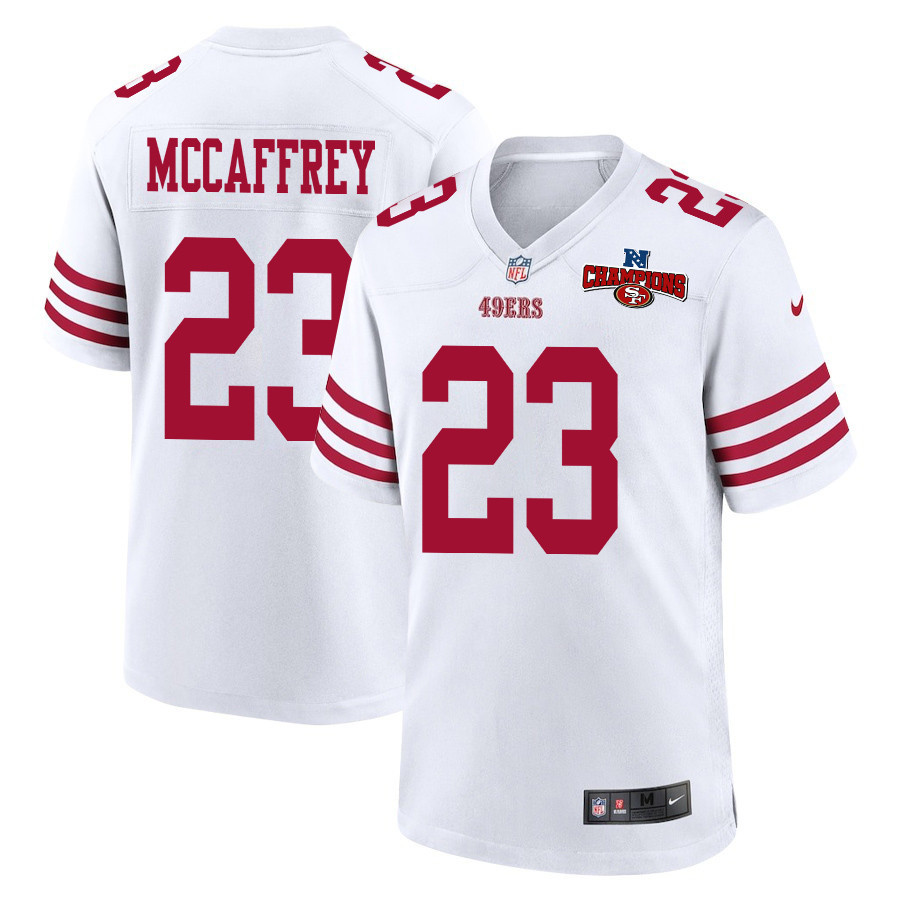 Christian Mccaffrey 23 San Francisco 49ers Nfc Champions Patch Game Men Jersey - White Js7750