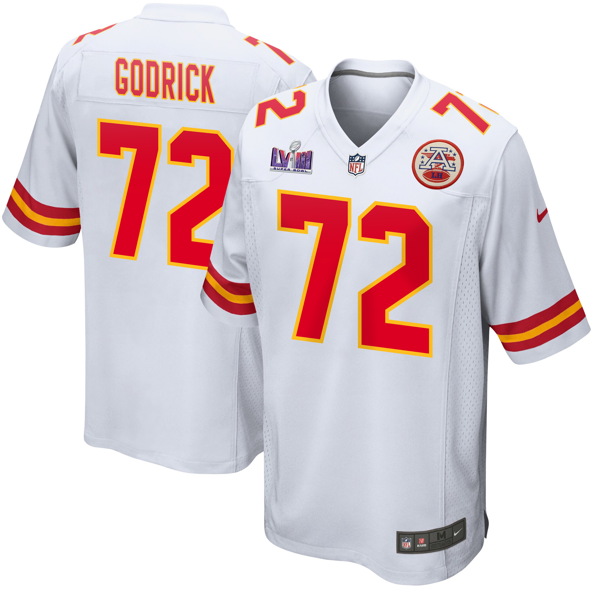 Chukwuebuka Godrick 72 Kansas City Chiefs Super Bowl Lviii Patch Game Men Jersey - White Js6785