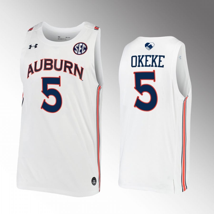 Chuma Okeke 5 Auburn Tigers White Jersey College Basketball