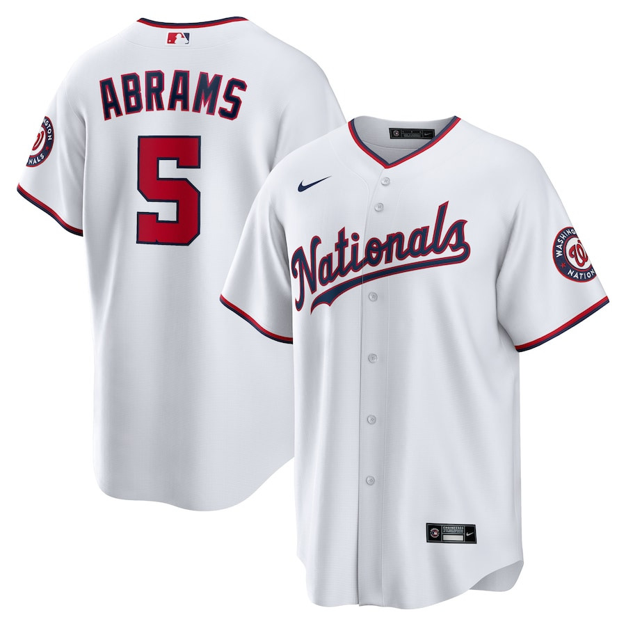C.j. Abrams 5 Washington Nationals Home Men Jersey - White