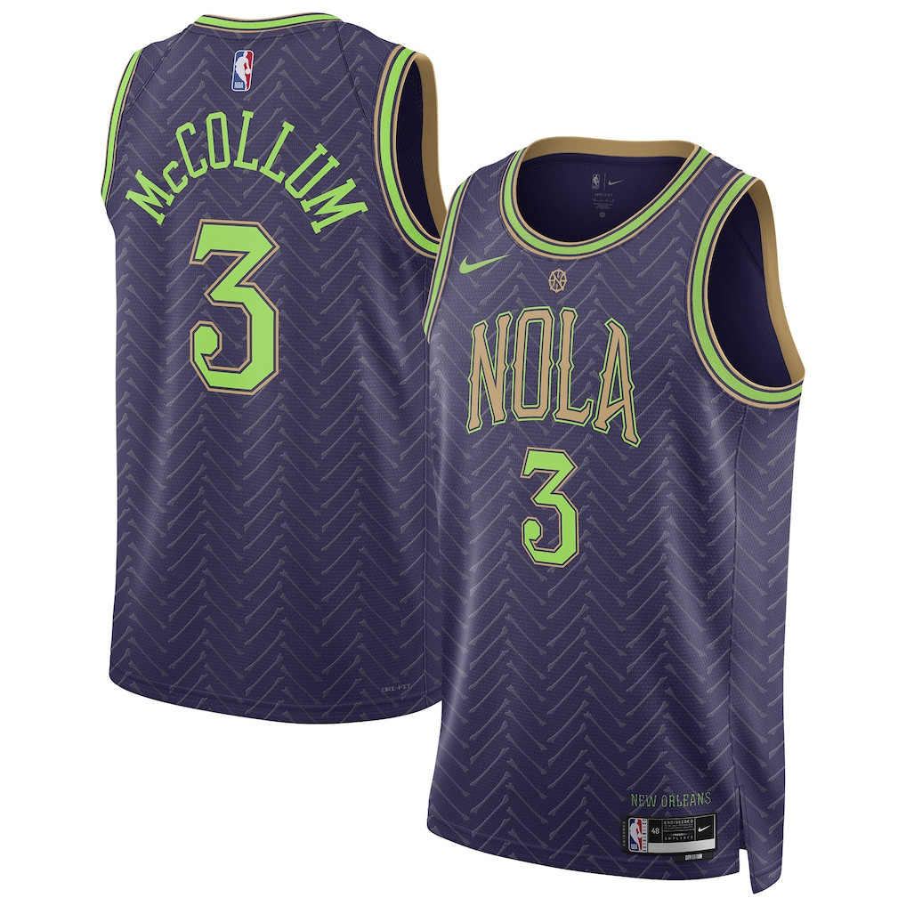 Cj Mccollum 3 New Orleans Pelicans Unisex 2024/25 Swingman Player Jersey - City Edition - Purple