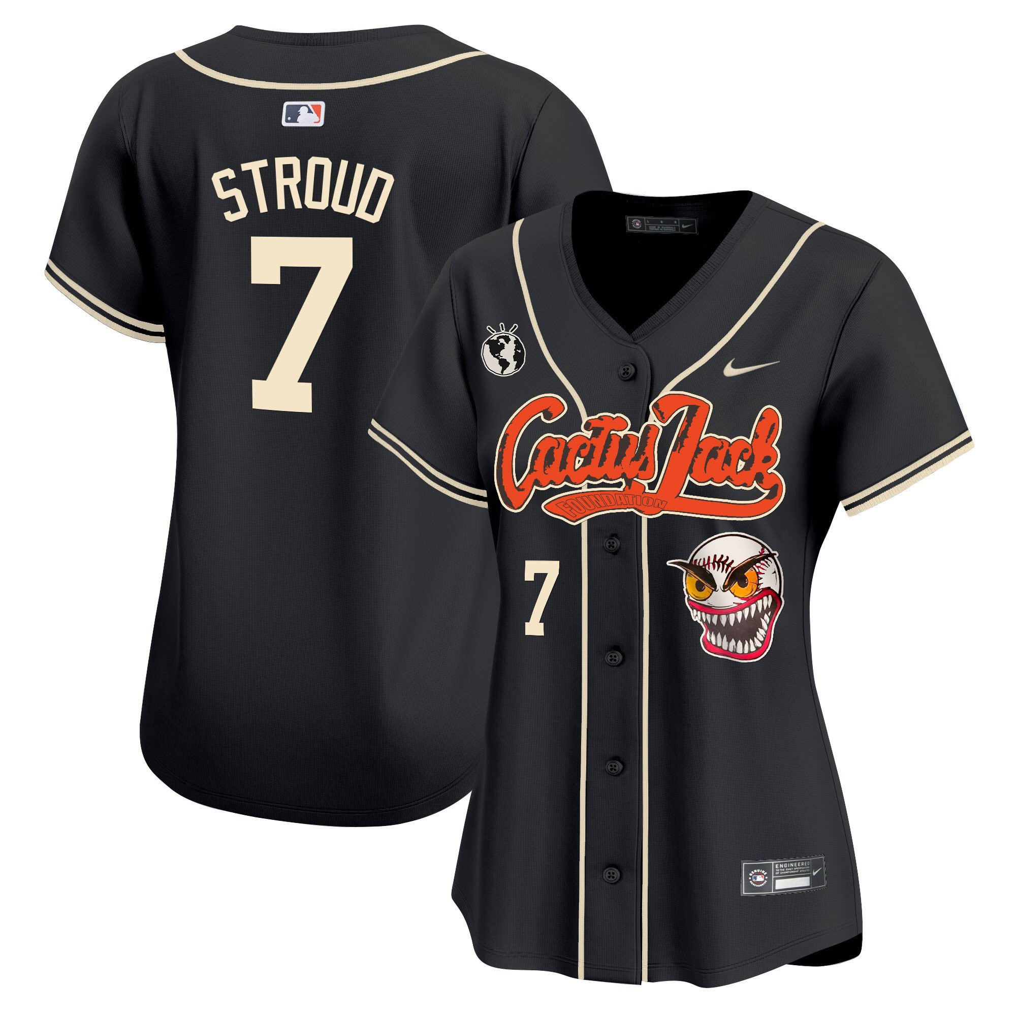 Cj Stroud 7 Houston Astros Cactus Jack Patch Women Jersey - Black
