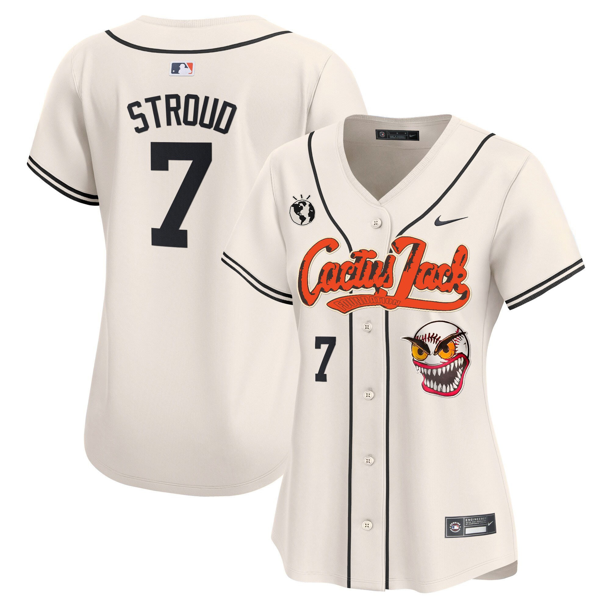Cj Stroud 7 Houston Astros Cactus Jack Patch Women Jersey - Cream