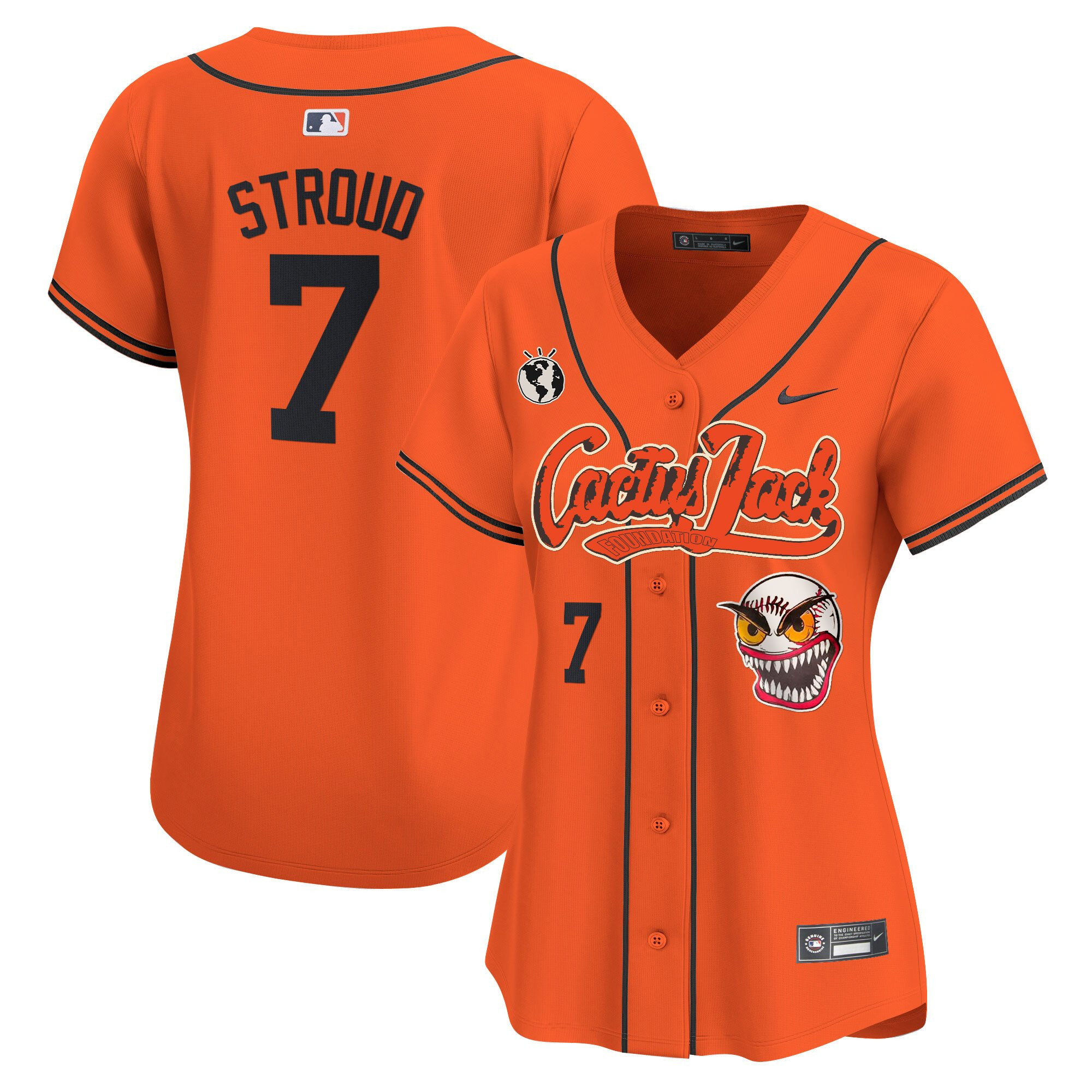 Cj Stroud 7 Houston Astros Cactus Jack Patch Women Jersey - Orange