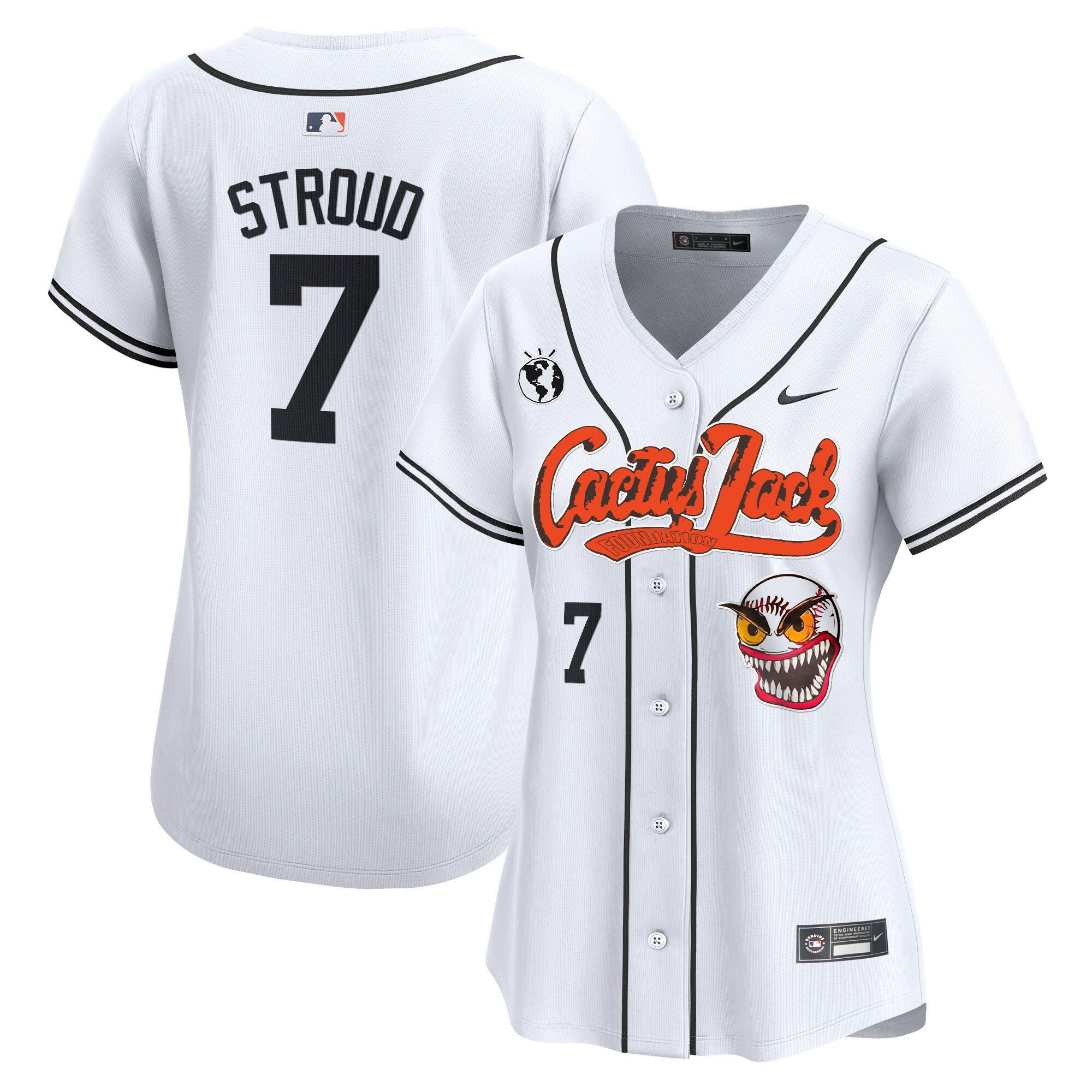 Cj Stroud 7 Houston Astros Cactus Jack Patch Women Jersey - White